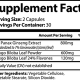 Ginkgo Biloba + Red Panax Ginseng Capsules – Brain Health, Blood Flow, and Energy Support